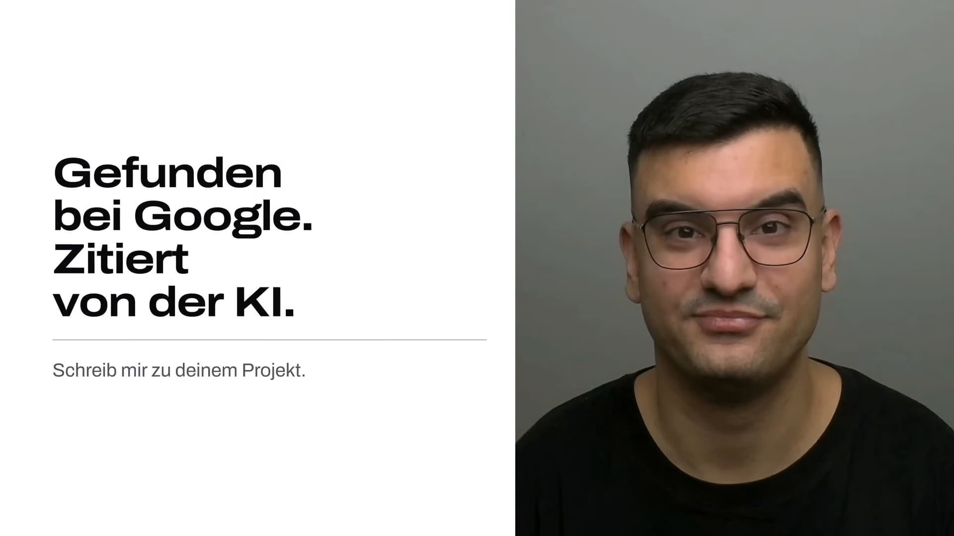 Damjan Savić neben dem Satz „Gefunden bei Google. Zitiert von der KI.“